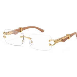 Men Sunglasses Hip Hop Clear‎ Lens Gold Frame Retro Shades Metal Small Rimless